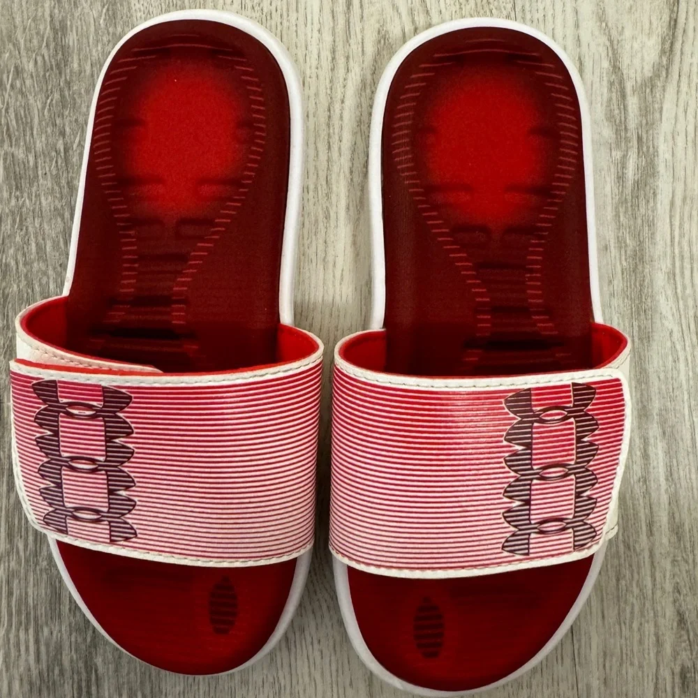 Under Armour Red and White Sandals for Casual Comfort